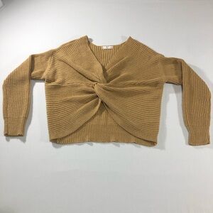 With Love by FCT Women’s Tan Knotted Front Knit Sweater Size Large